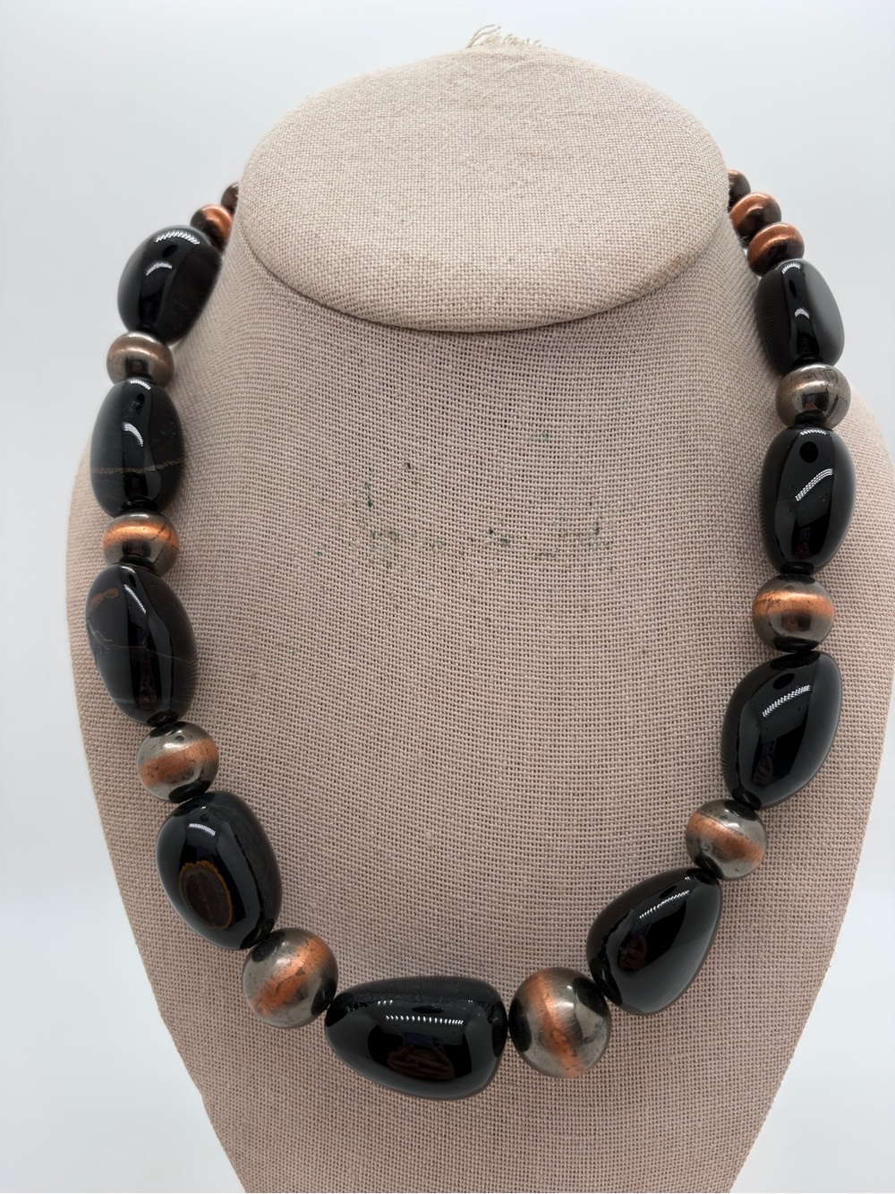 Vintage natural blue tigers eye stone necklace